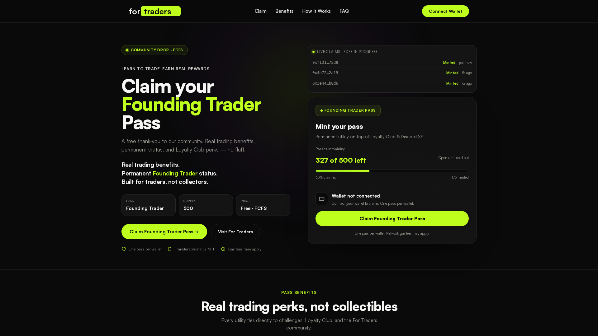 Screenshot of claim-fortraders.com