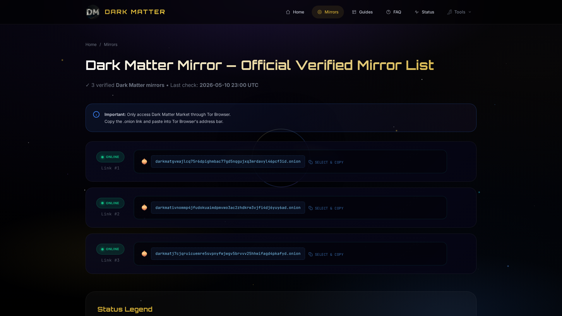 Screenshot of darkmatter.market