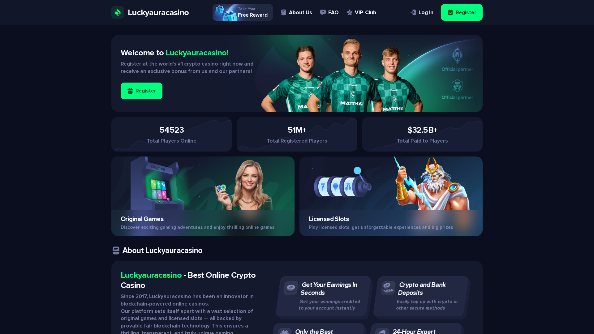 Screenshot of luckyauracasino.click