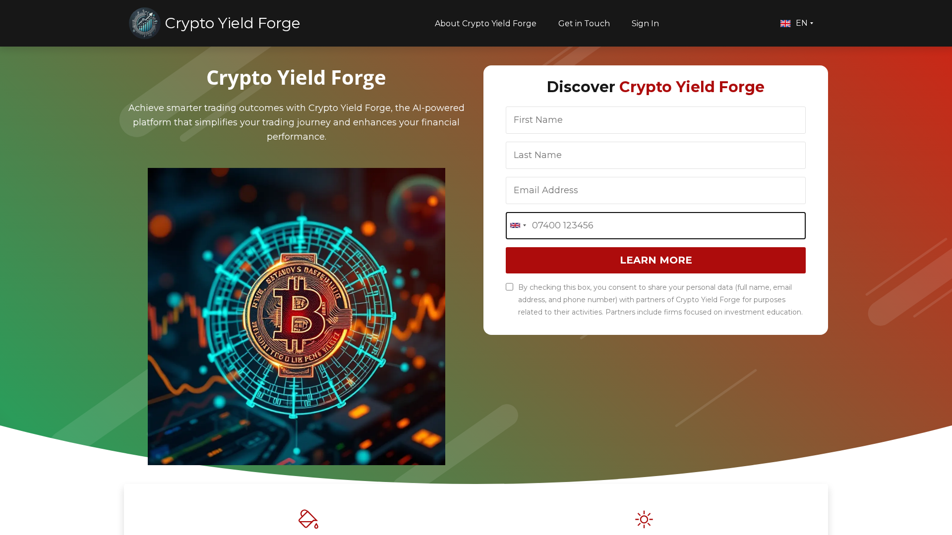 Screenshot of www.cryptoyieldforge.com