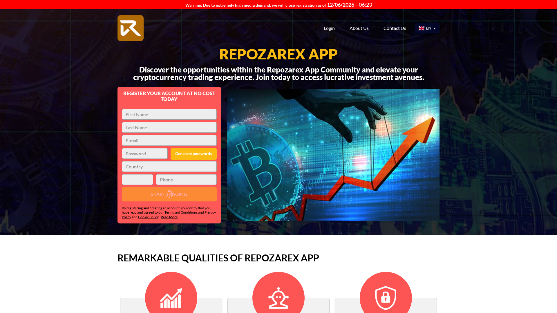 Screenshot of repozarexappsolution-com.financecryptoworld.com