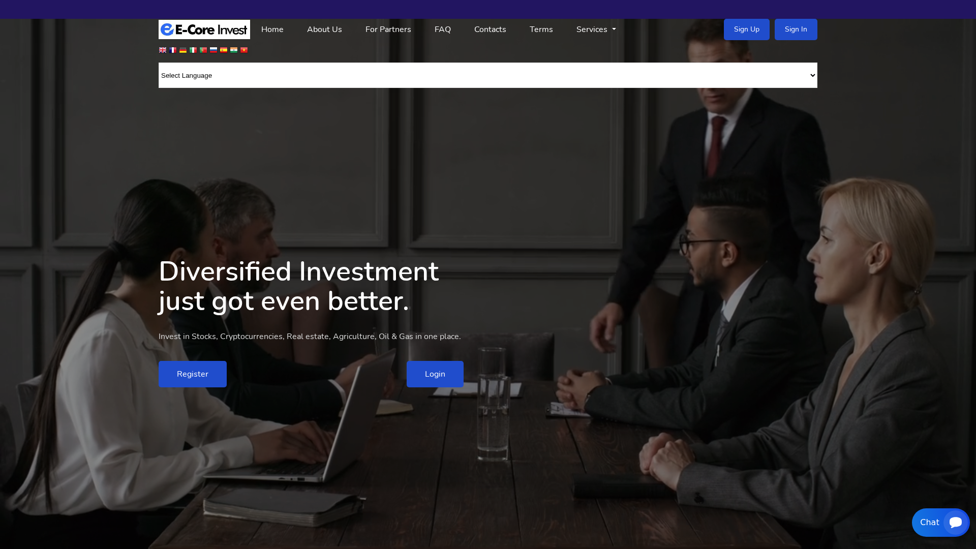 Screenshot of e-coreinvest.org