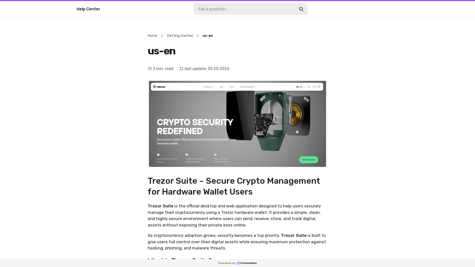 Screenshot of trezrosuite.kb.help