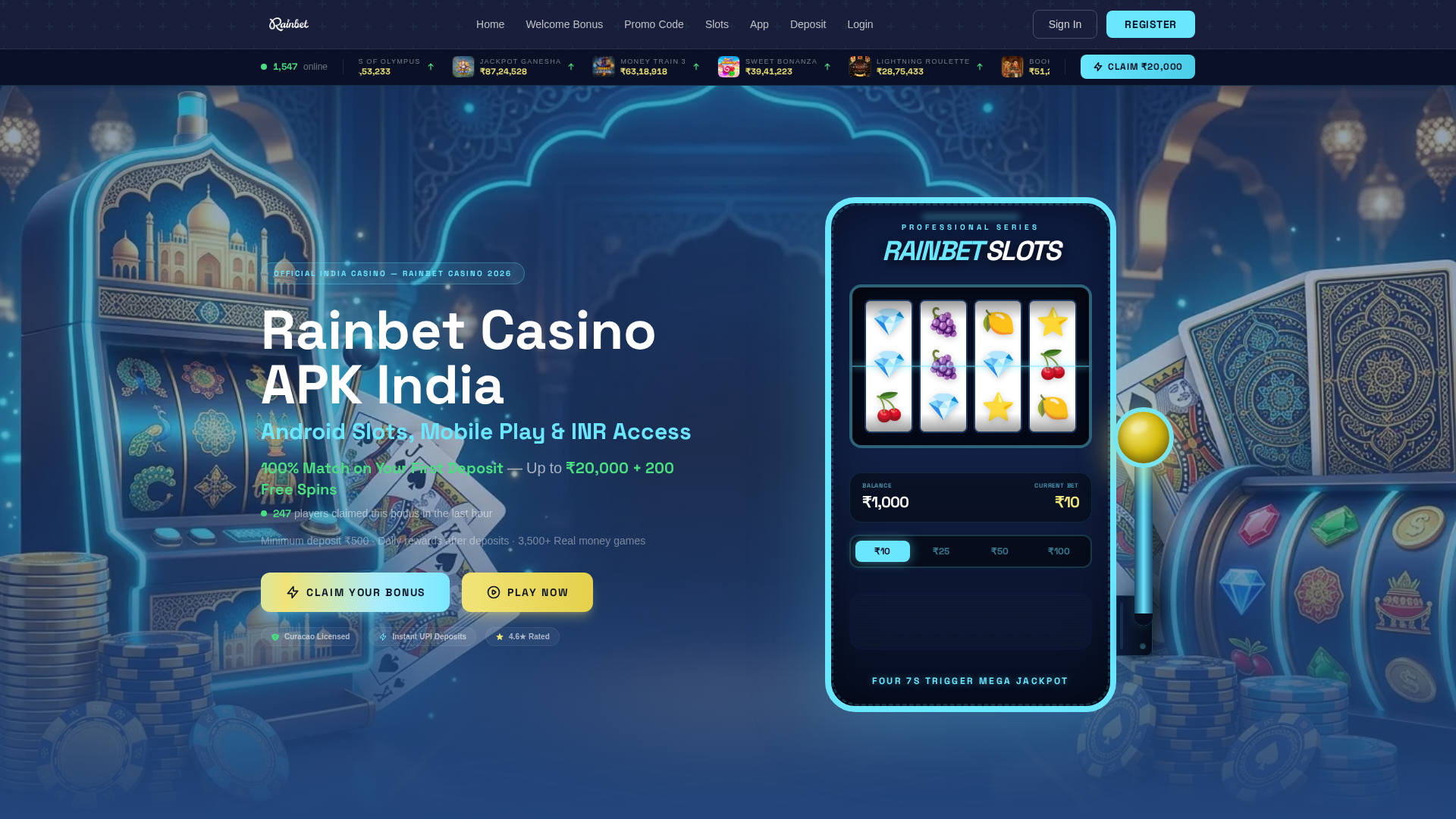 Screenshot of rainbet-casino-india.com