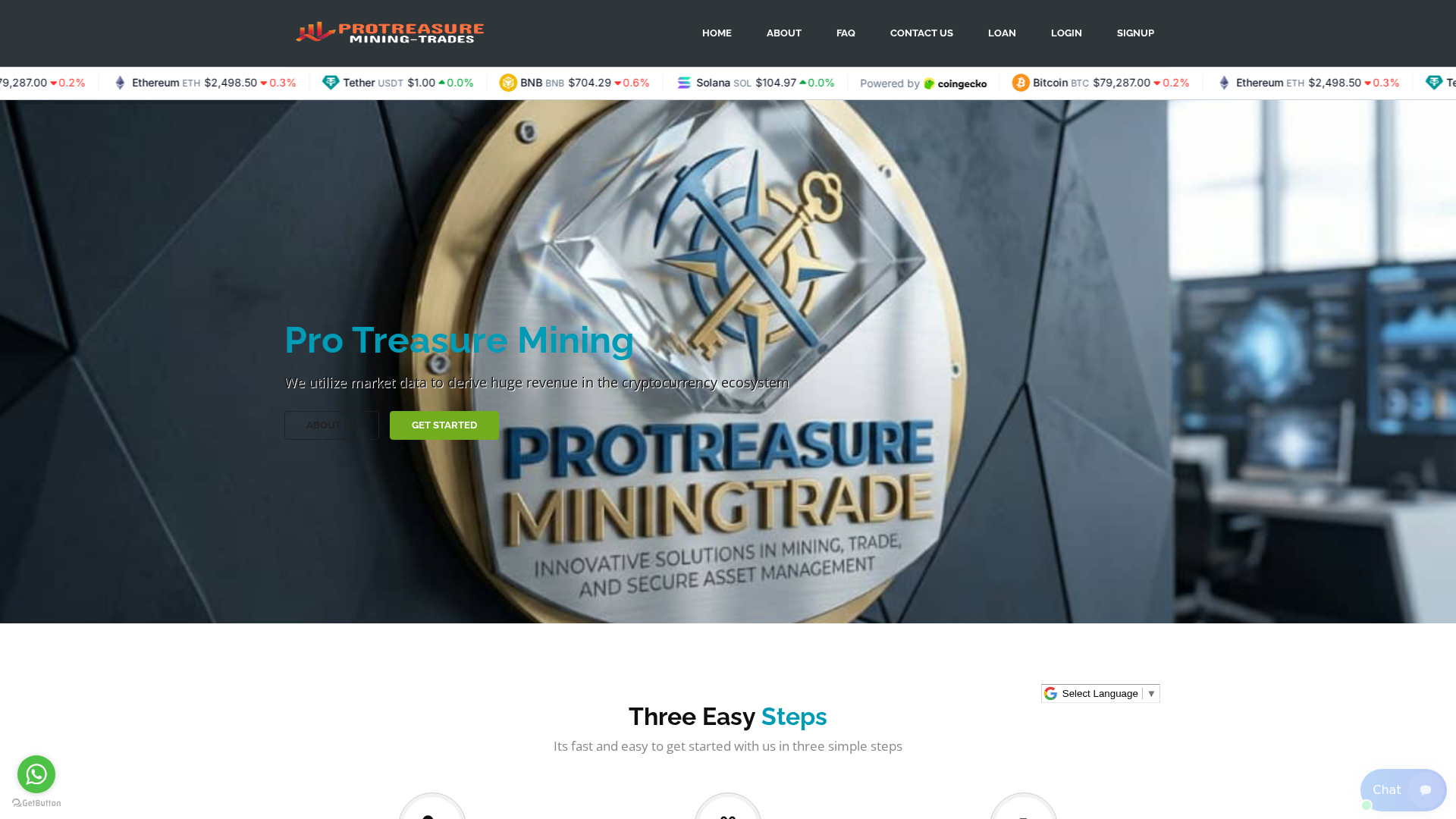 Screenshot of protreasureminingtrade.com