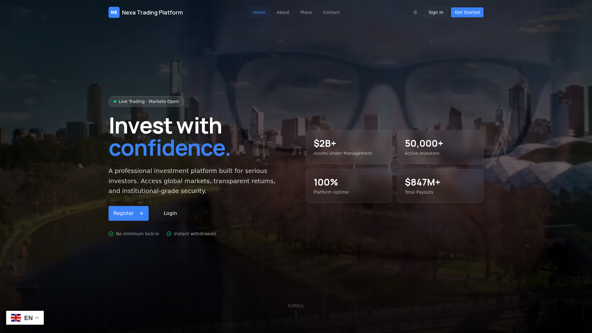 Screenshot of nexatradingplatform.pro