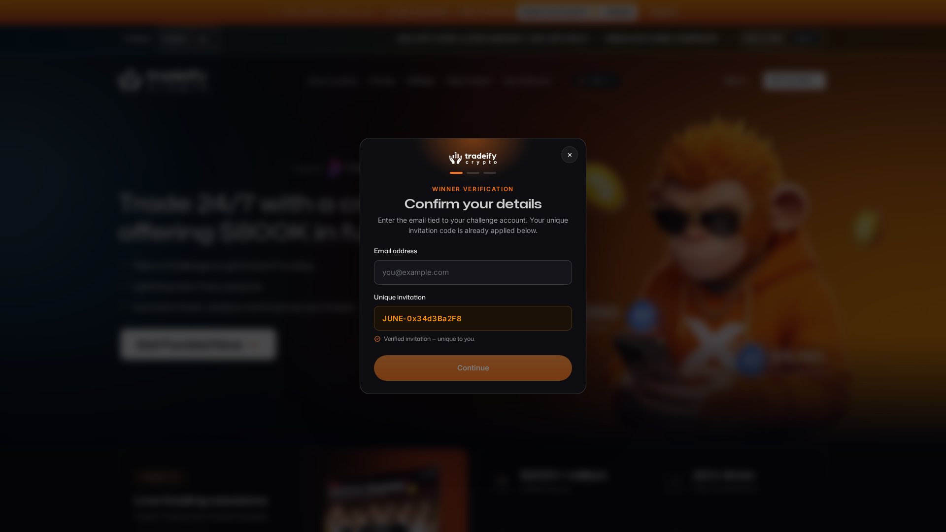 Screenshot of tradefycrypto.co