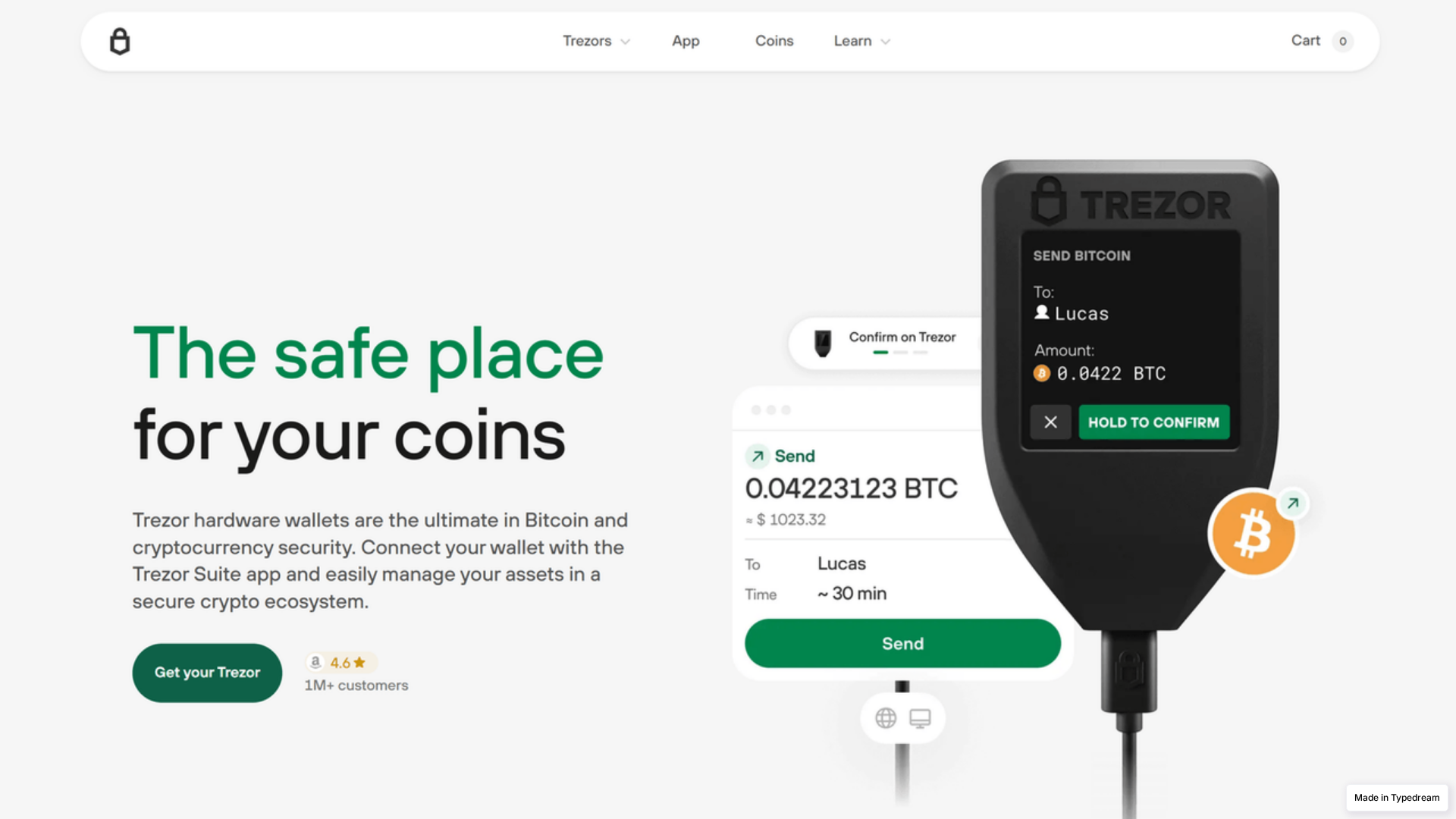 Screenshot of begin-trezor-secure-login.typedream.app