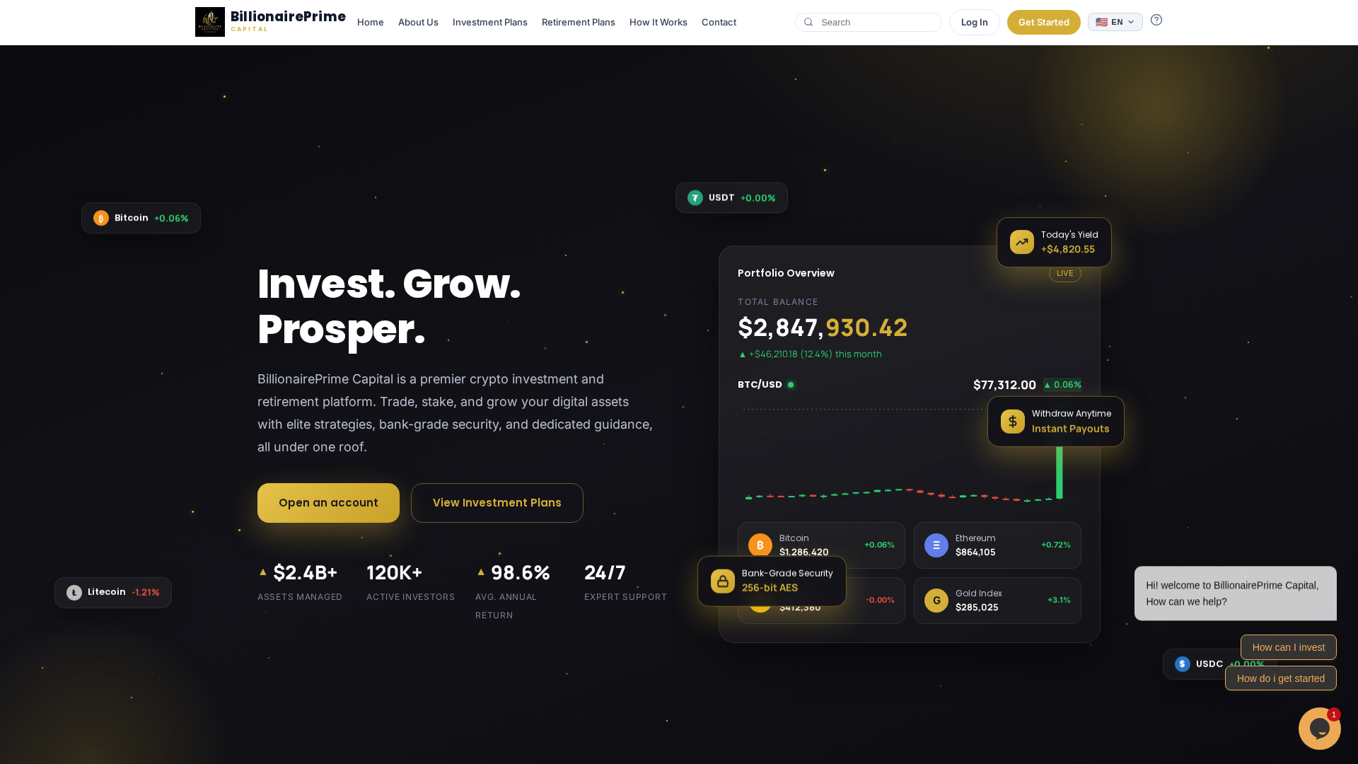 Screenshot of billionaireprimecapital.com