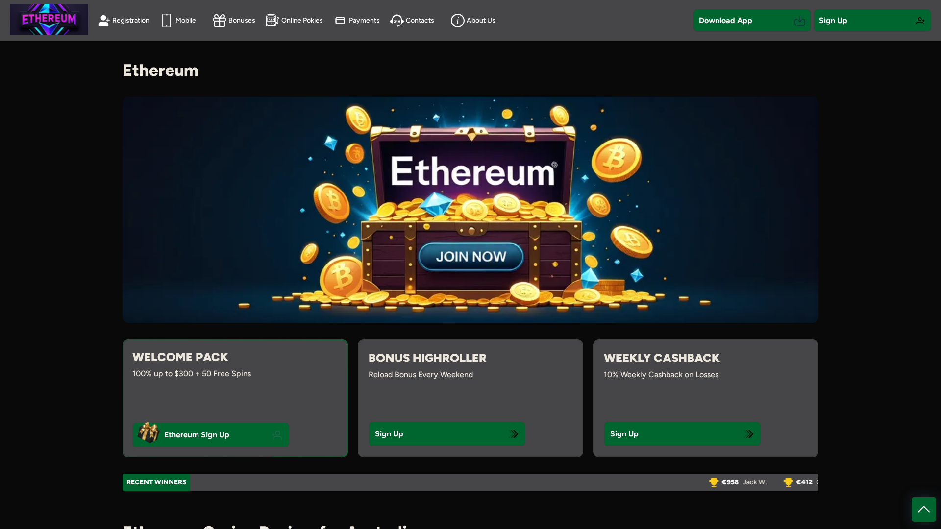 Screenshot of ethereumcasino-bet.com