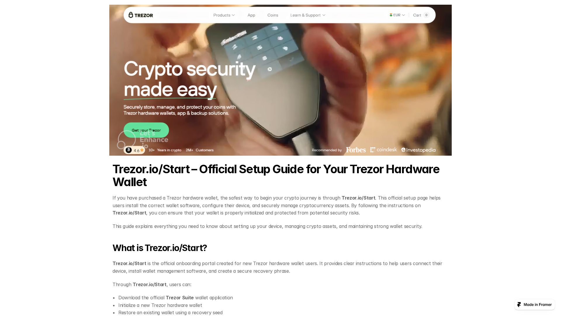 Screenshot of trzrstart.framer.ai