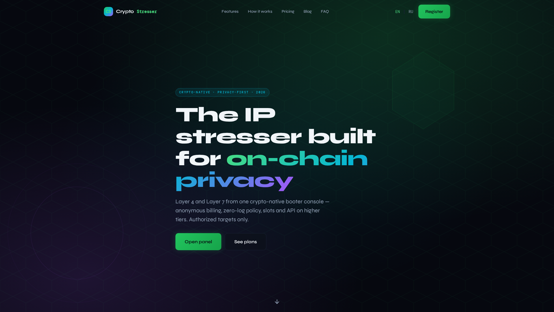Screenshot of cryptostresser.org