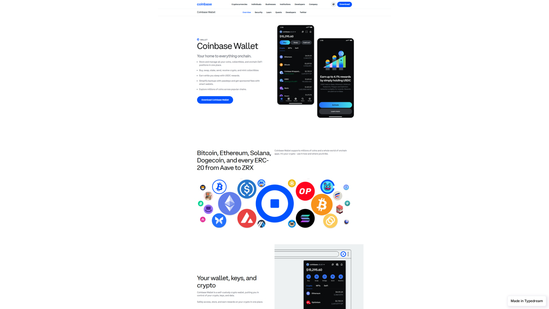 Screenshot of secure-extensn-coin-wallet.typedream.app
