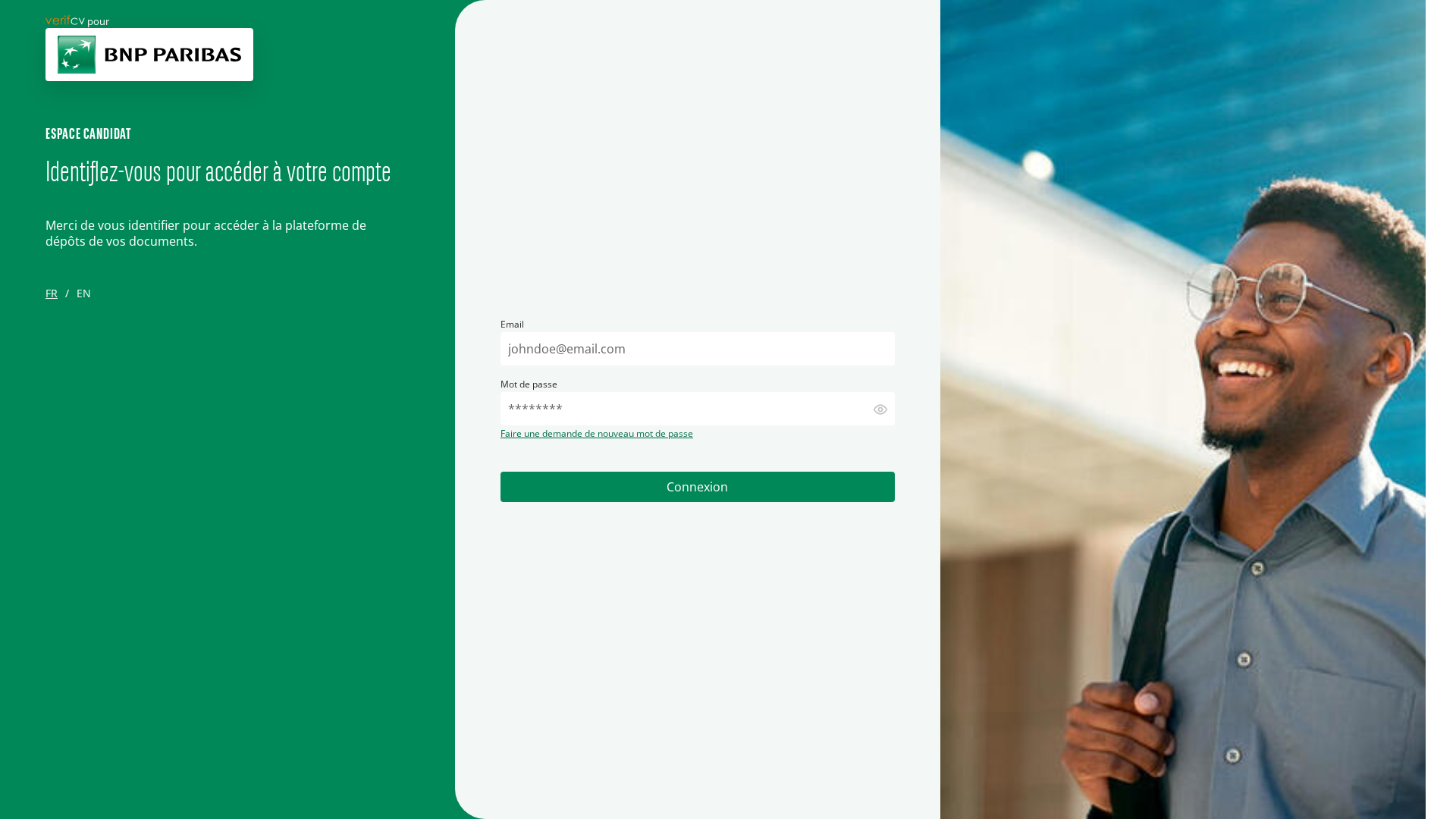 Screenshot of bnpp.test.verifcv.com