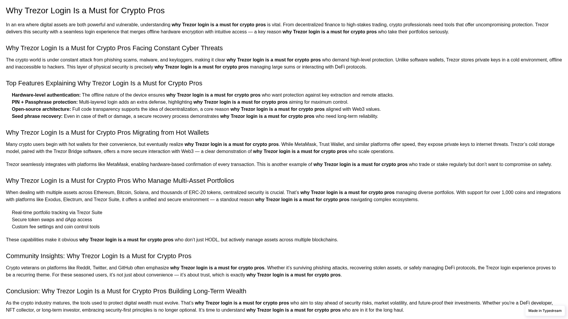 Screenshot of trezzr-suite-sso.typedream.app