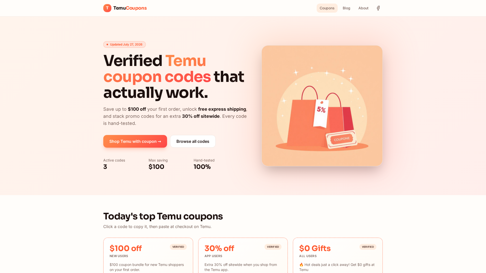 Screenshot of temucoupons.com
