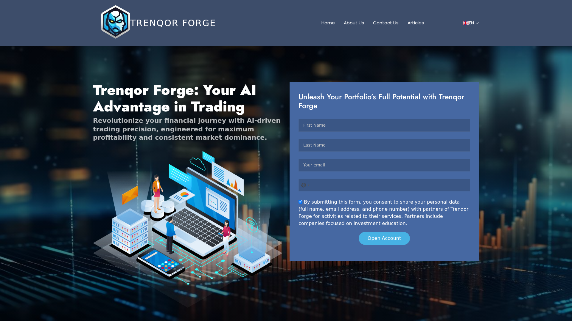 Screenshot of trenqorforge-app.org