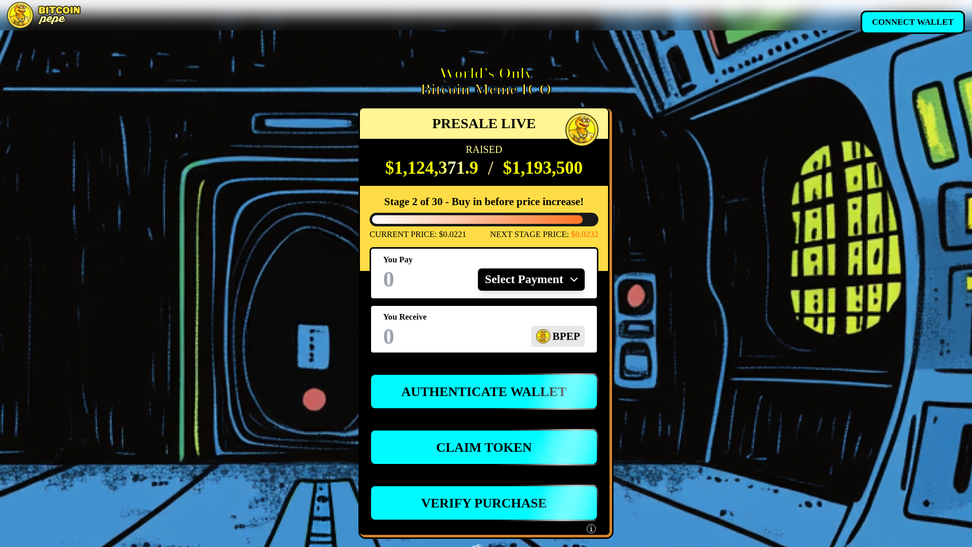 Screenshot of bitcoinpepe-presale.pages.dev