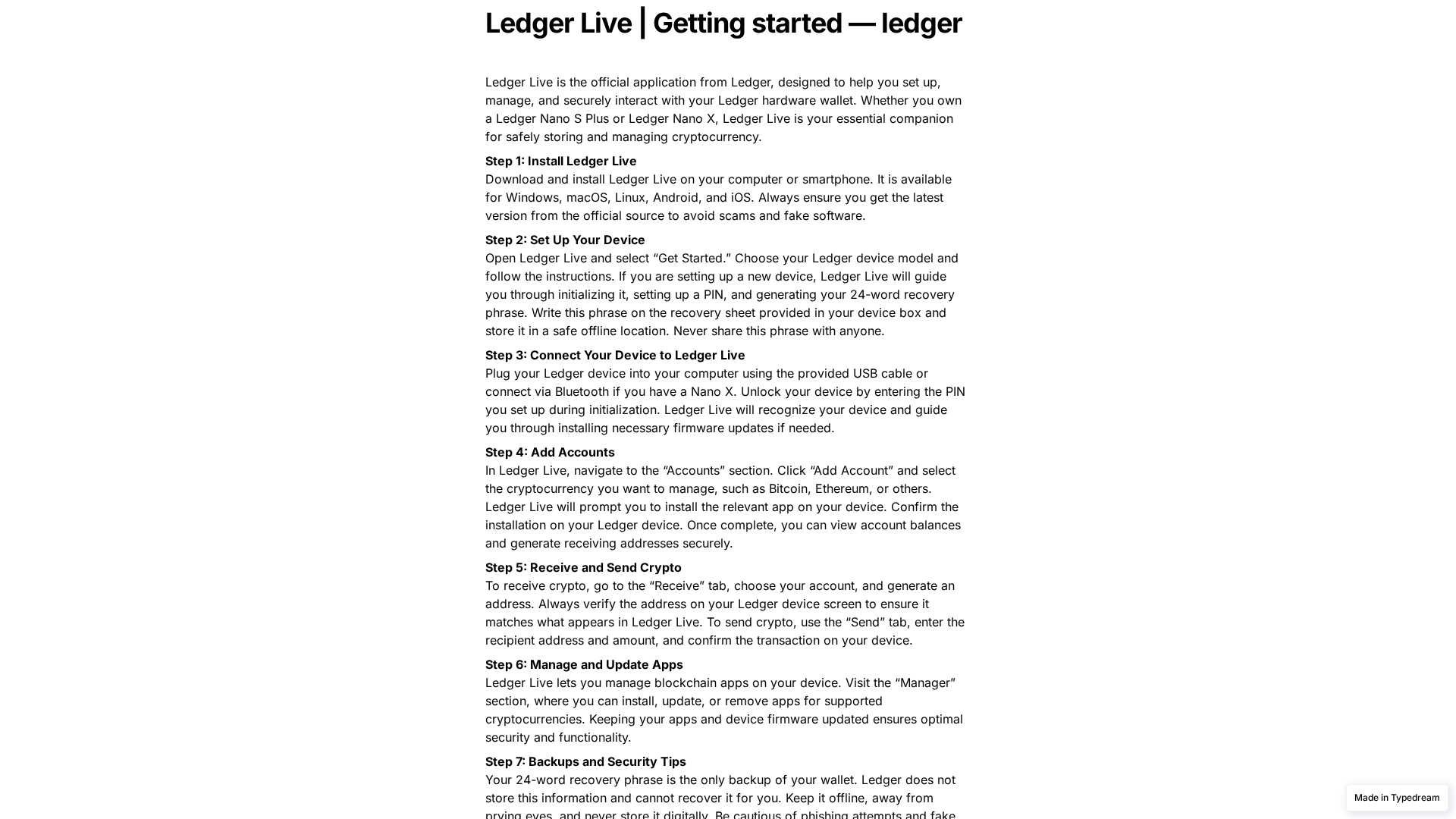 Screenshot of docs-led-ger-live-cloud.typedream.app