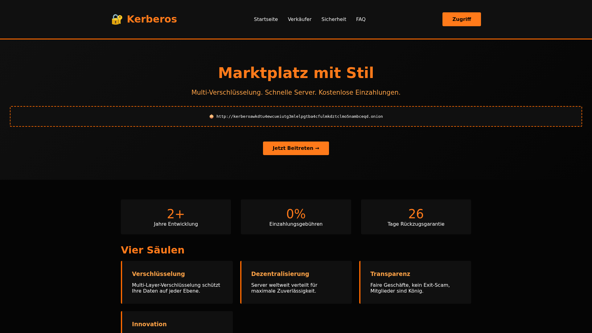 Screenshot of kerberosmarket.de
