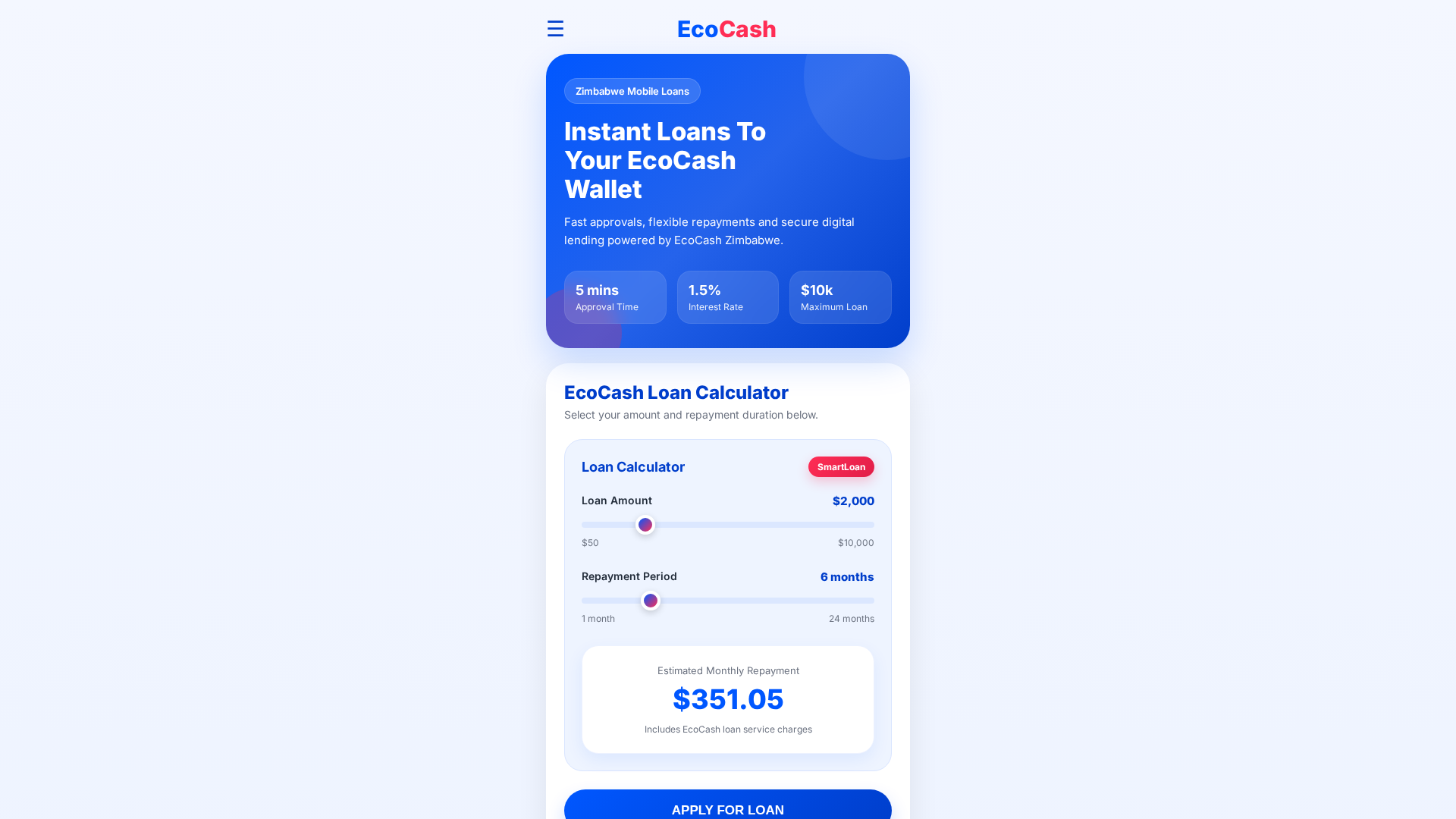 Screenshot of ecocashquickloans.vercel.app