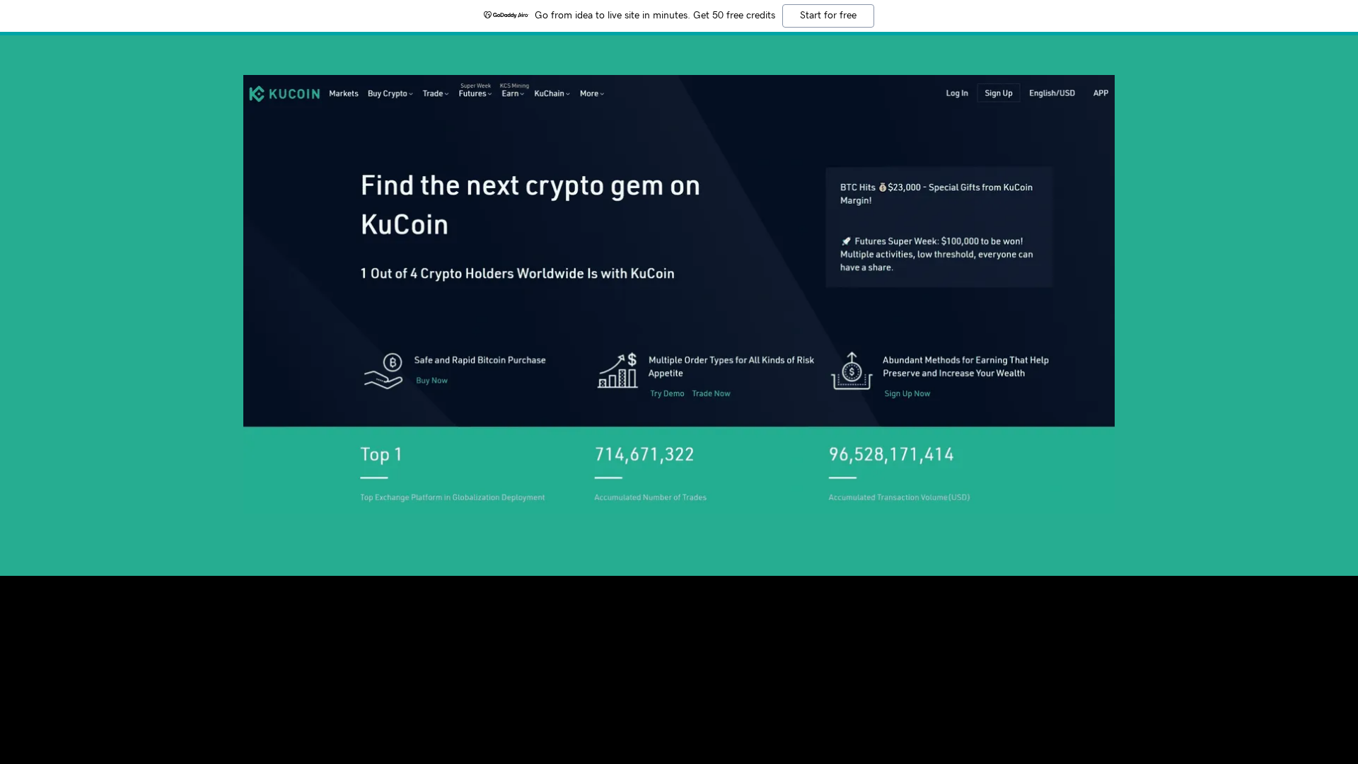 Screenshot of www.kucoin_-_.godaddysites.com