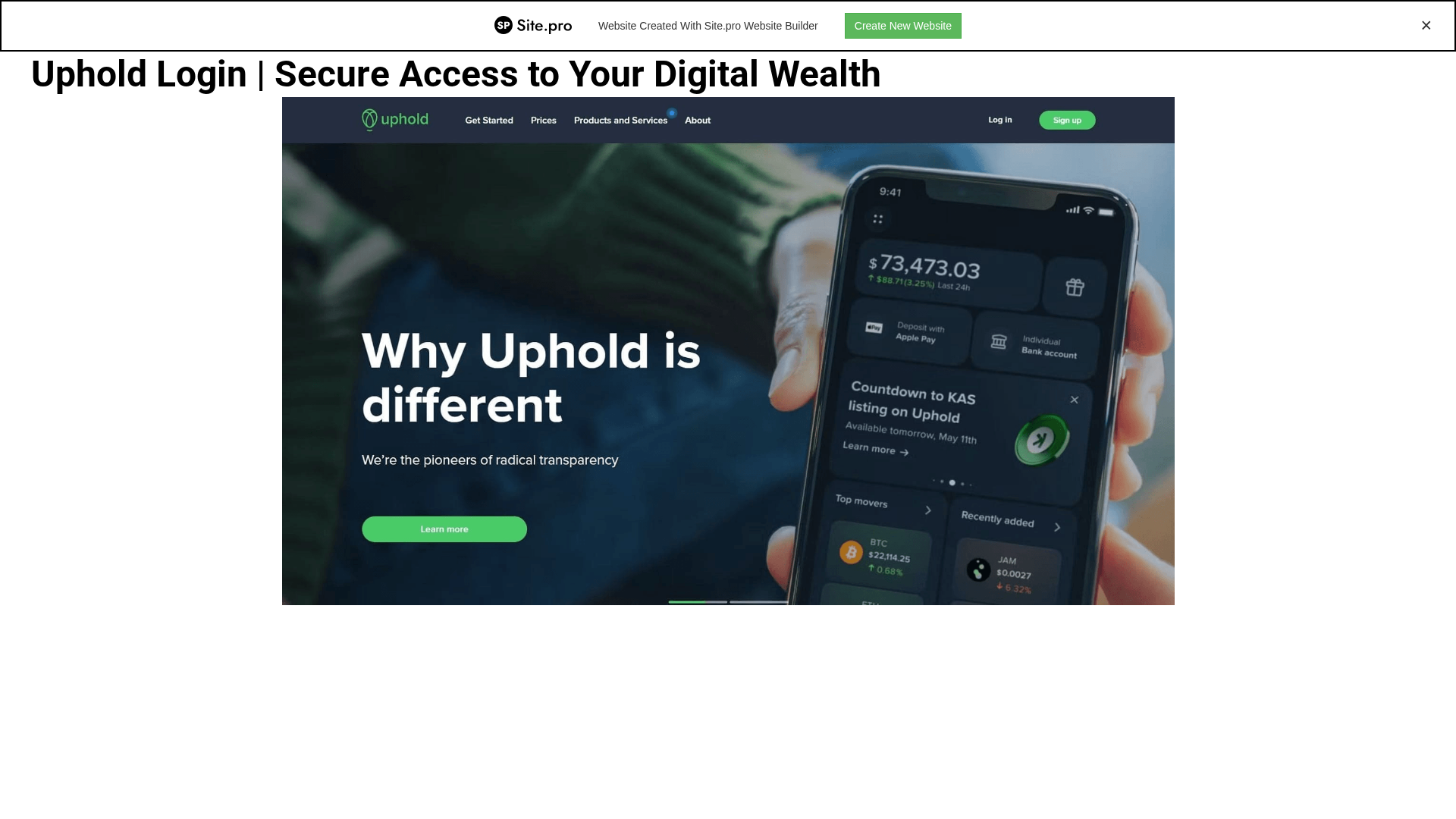Screenshot of sso-uphold-cdn.infinityfreeapp.com