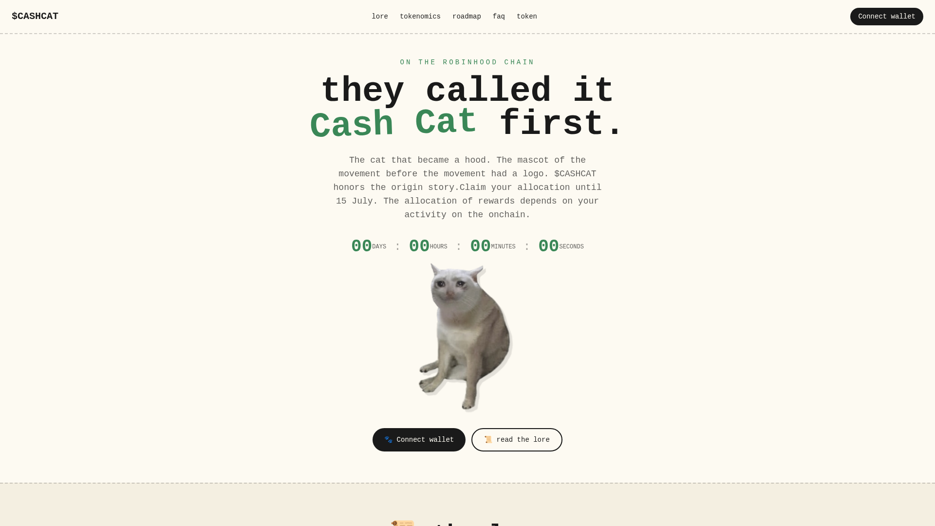 Screenshot of robinhcashcat.com