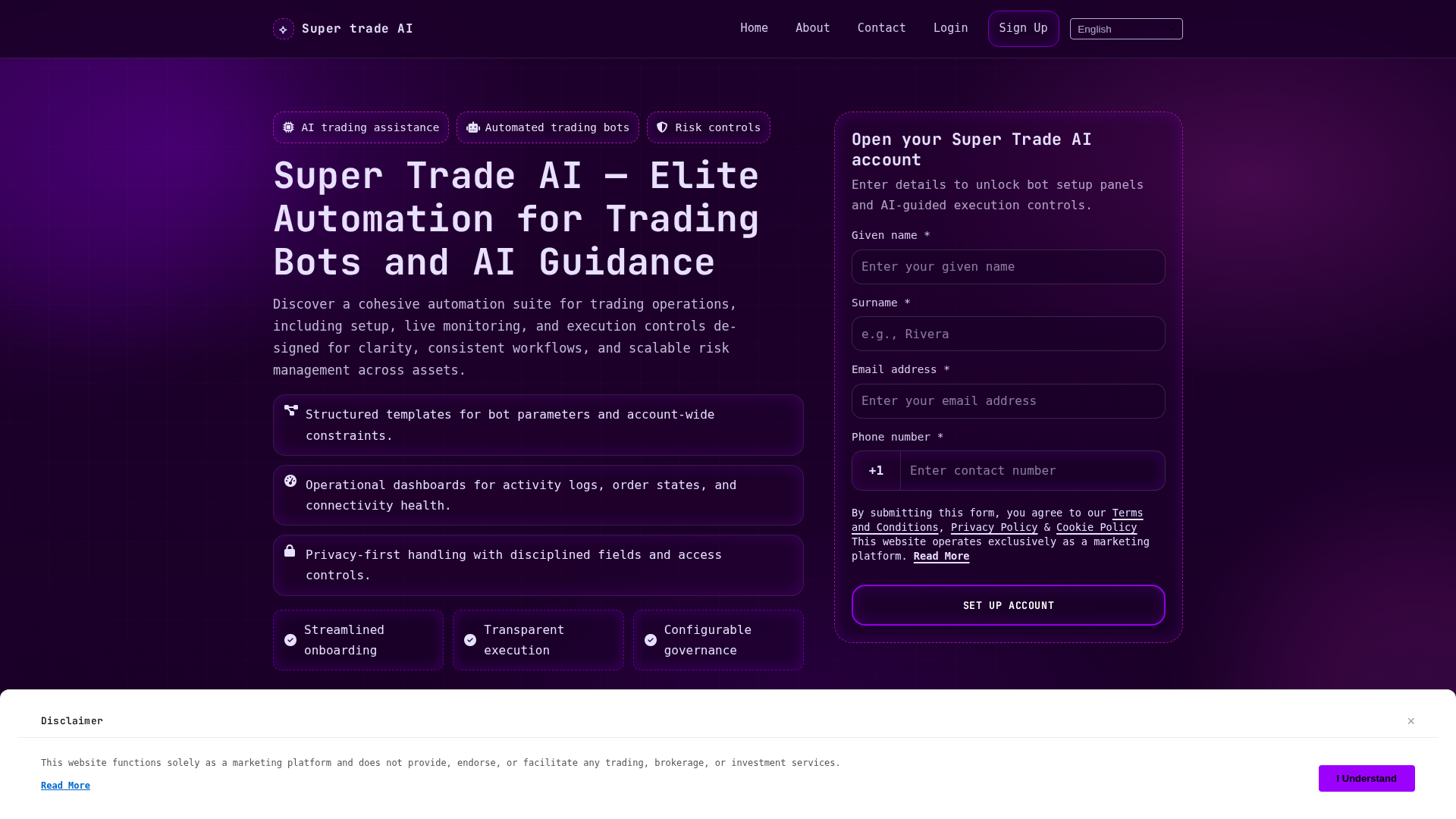 Screenshot of supertrade-ai.com