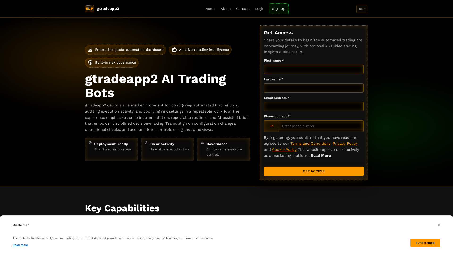 Screenshot of gtradeapp2solution.com