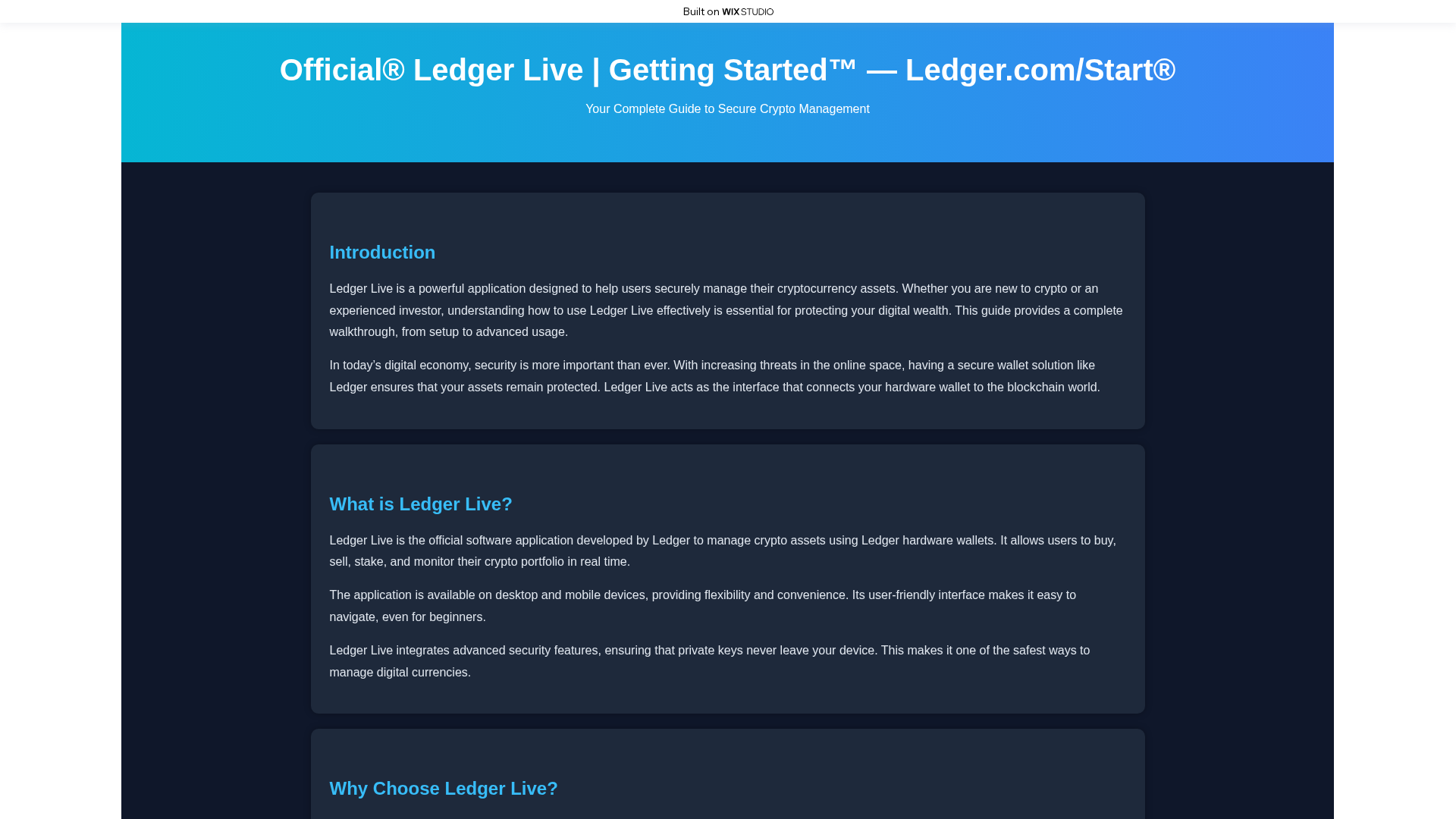 Screenshot of begin-ledgrlive.wixstudio.com