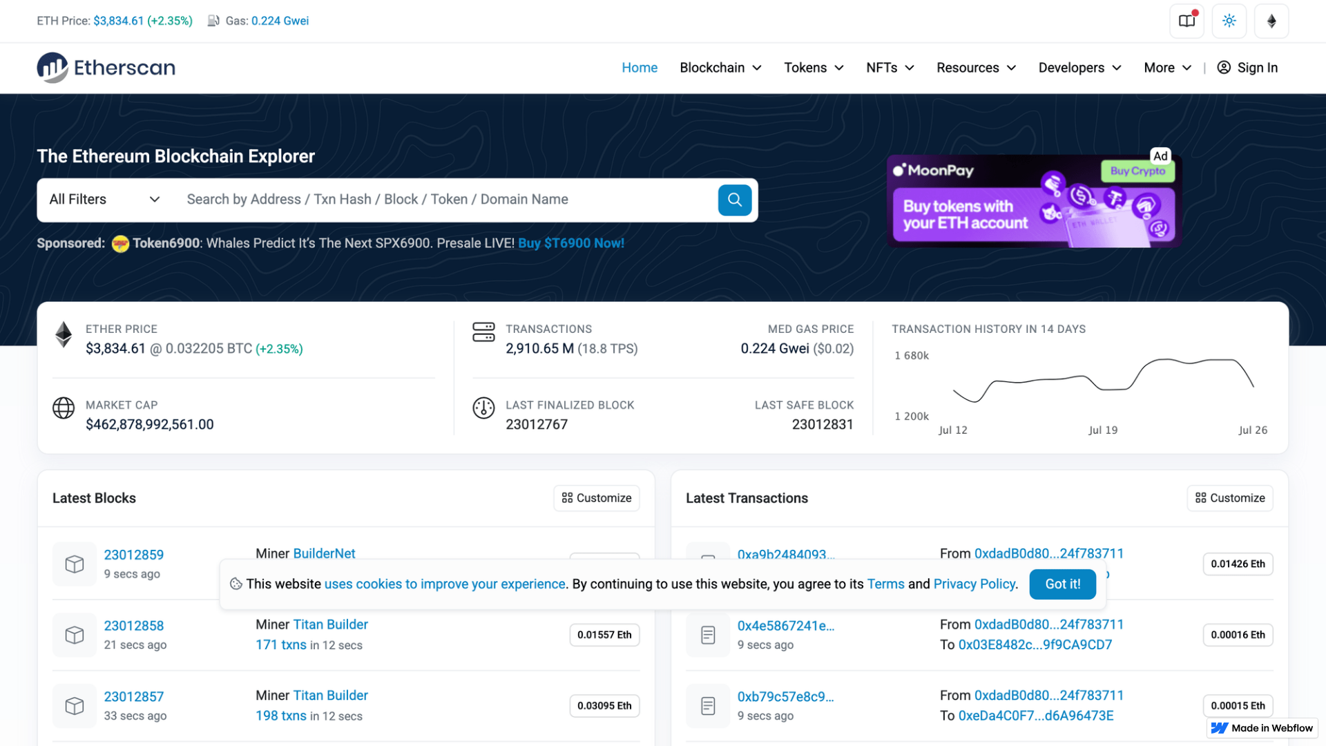 Screenshot of etherscann.webflow.io