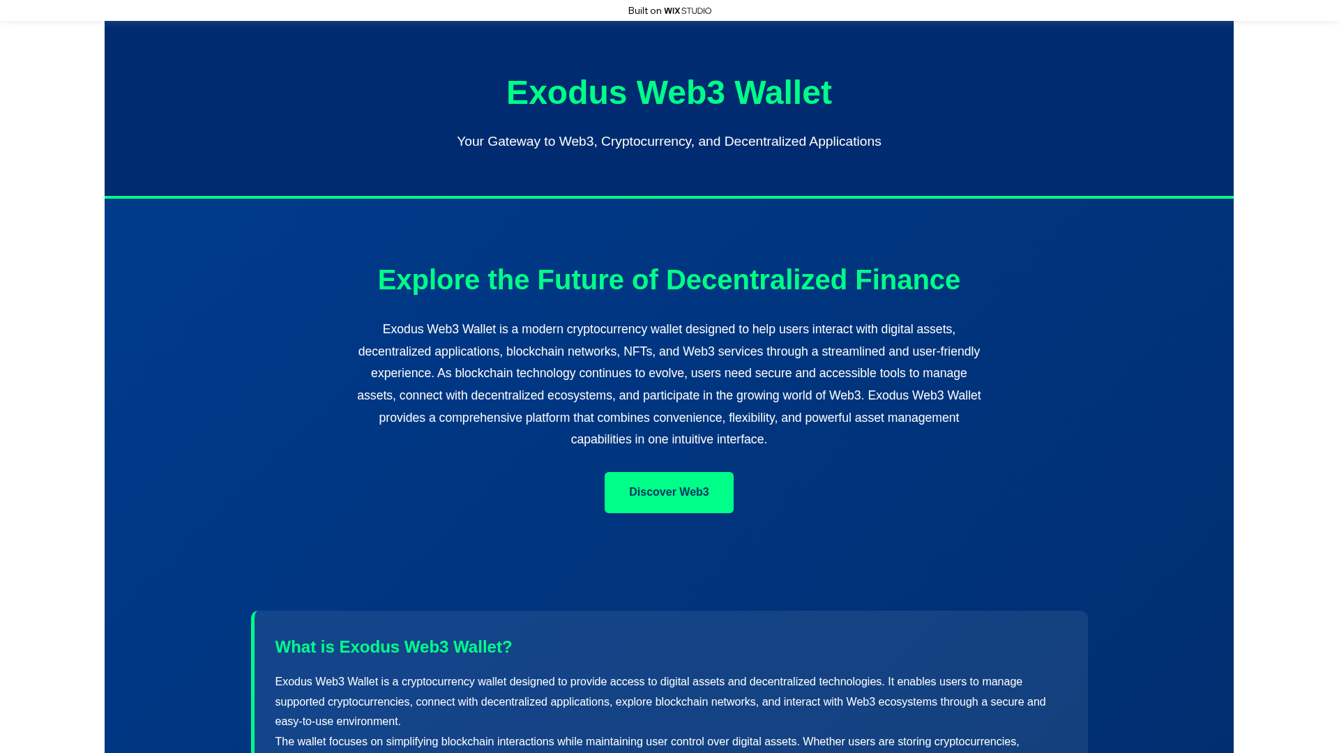 Screenshot of browser-exudus.wixstudio.com