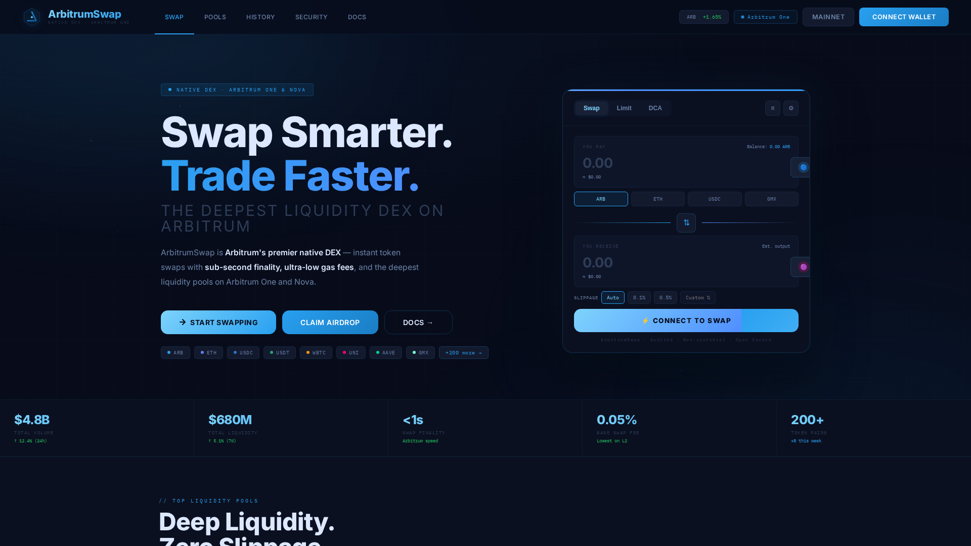 Screenshot of arbitrumswap.com