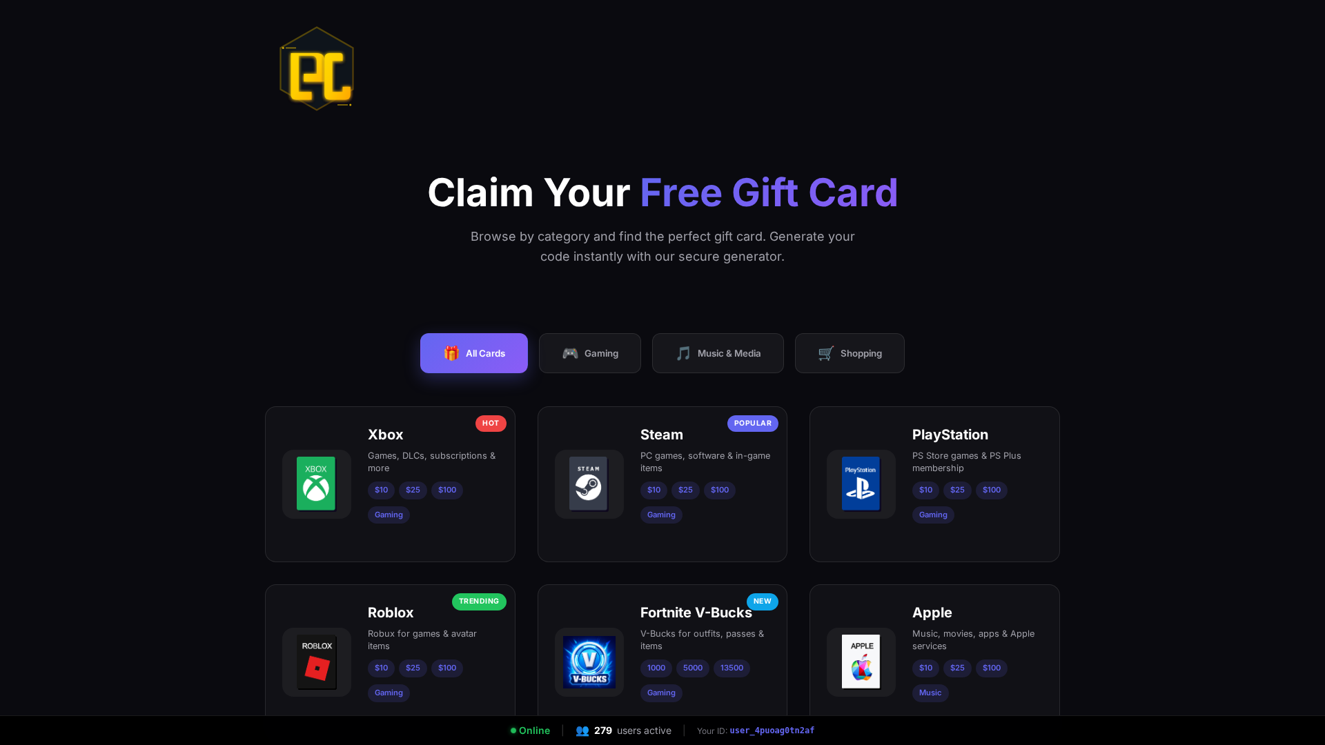 Screenshot of claimgifts.site