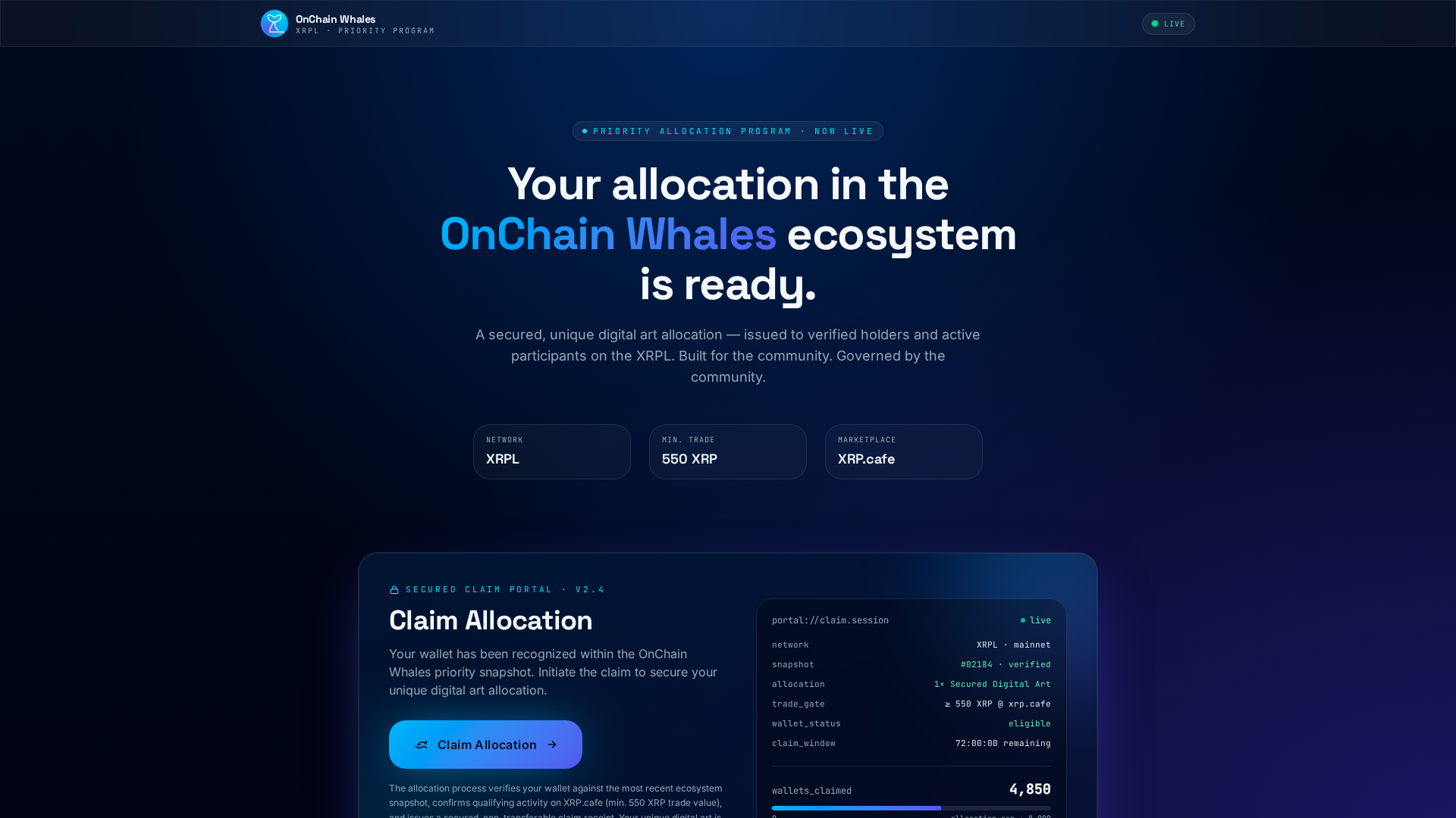 Screenshot of onchainwhalledistro.com