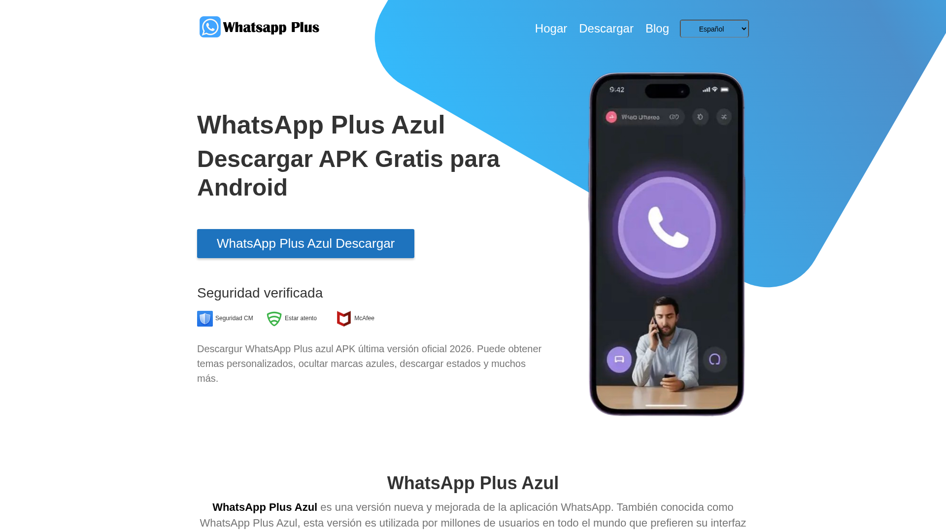 Screenshot of www.whatsaplusazul.com