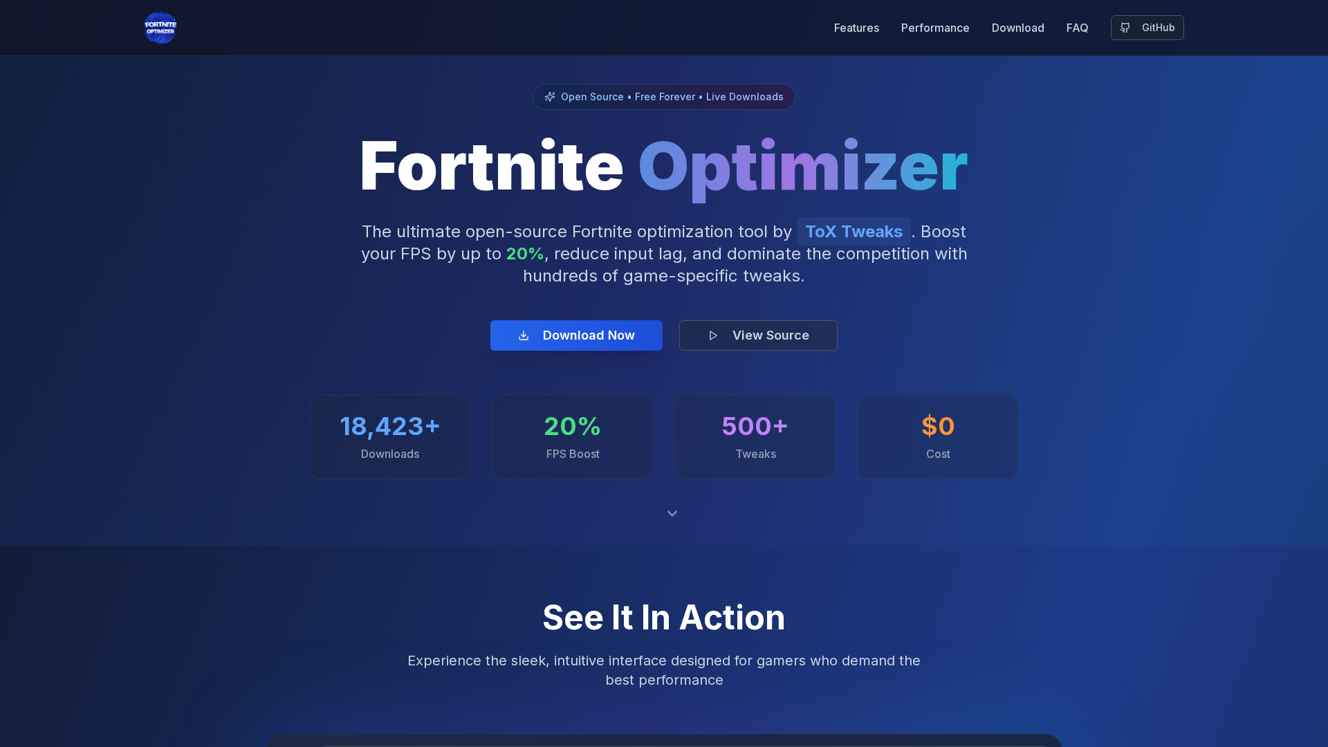 Screenshot of fortniteoptimizer.com