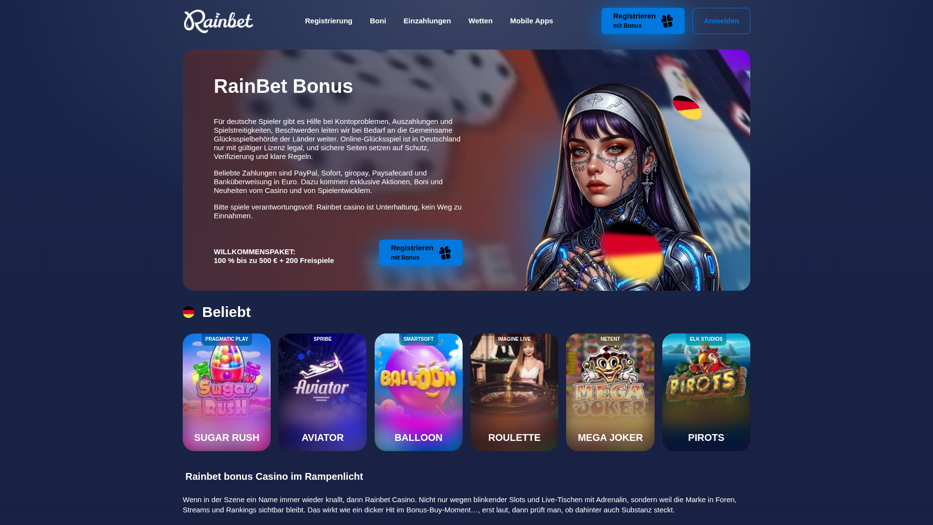 Screenshot of rainbetbonus.de