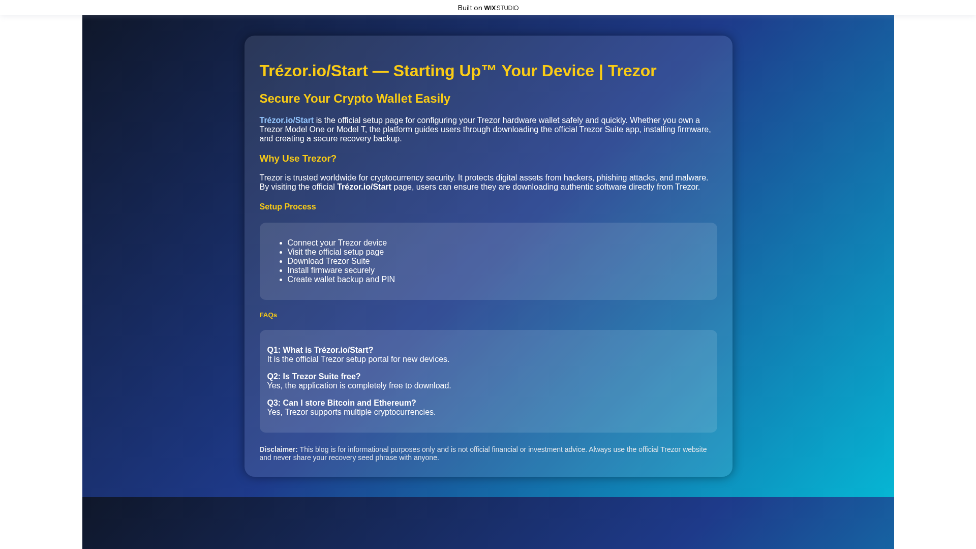 Screenshot of trez-iostarted.wixstudio.com