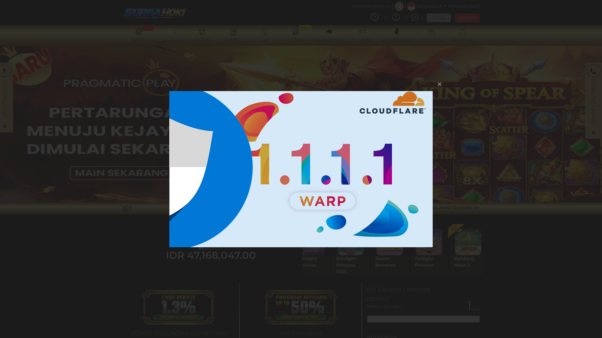 Screenshot of hoki.daftar.co.com