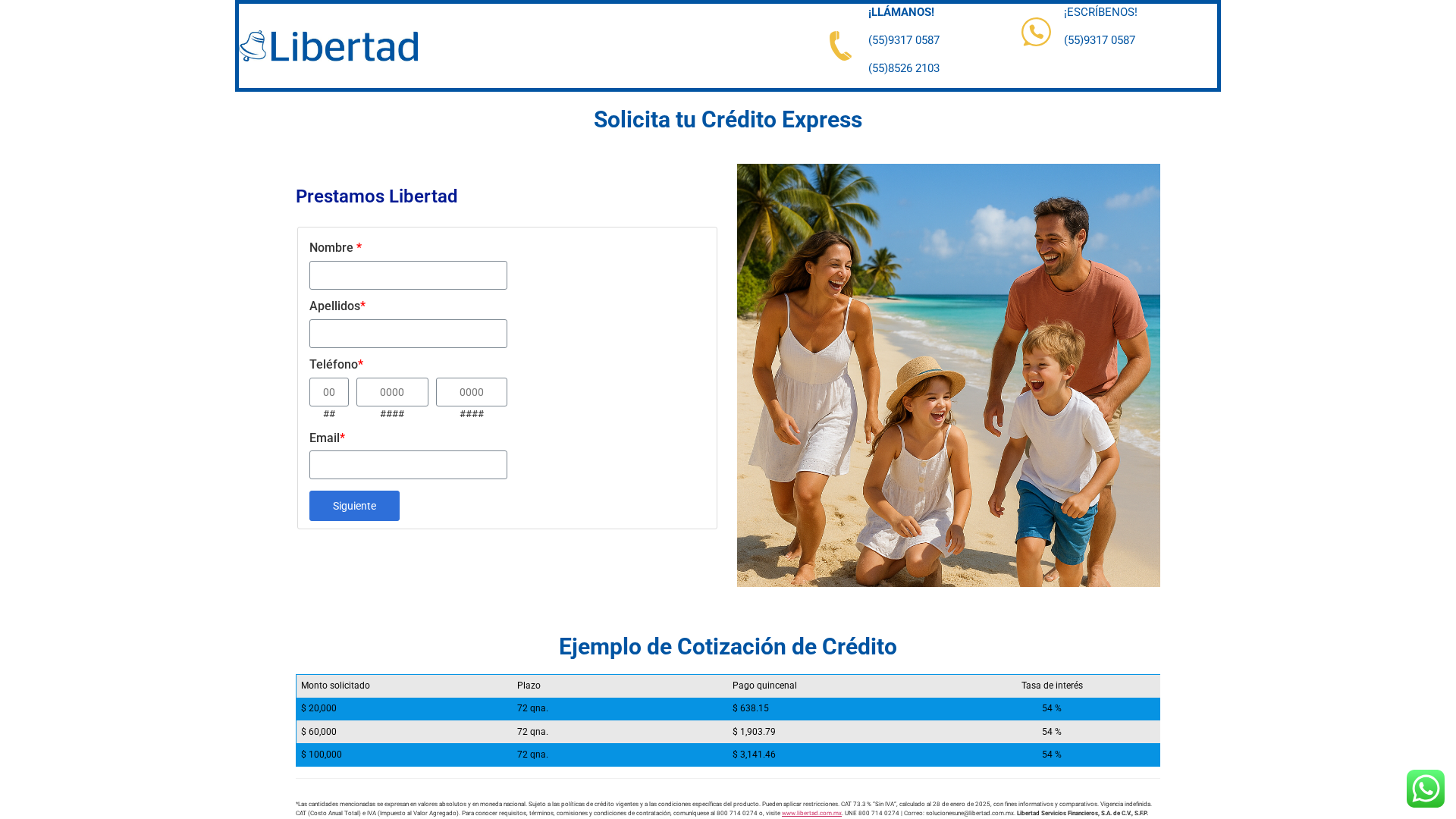 Screenshot of prestamoslibertad.com