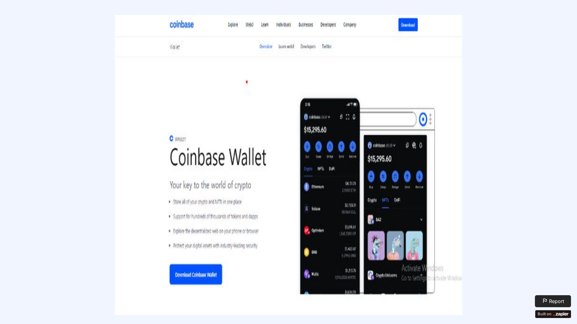 Screenshot of coinapps.zapier.app