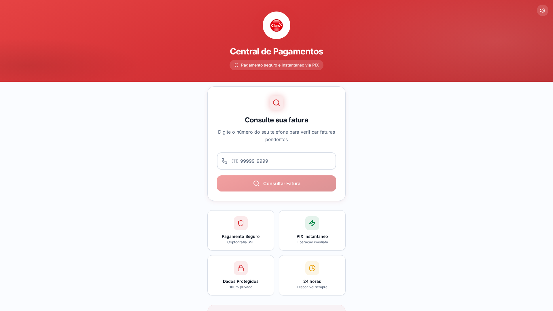Screenshot of pagar.faturaclaro.com