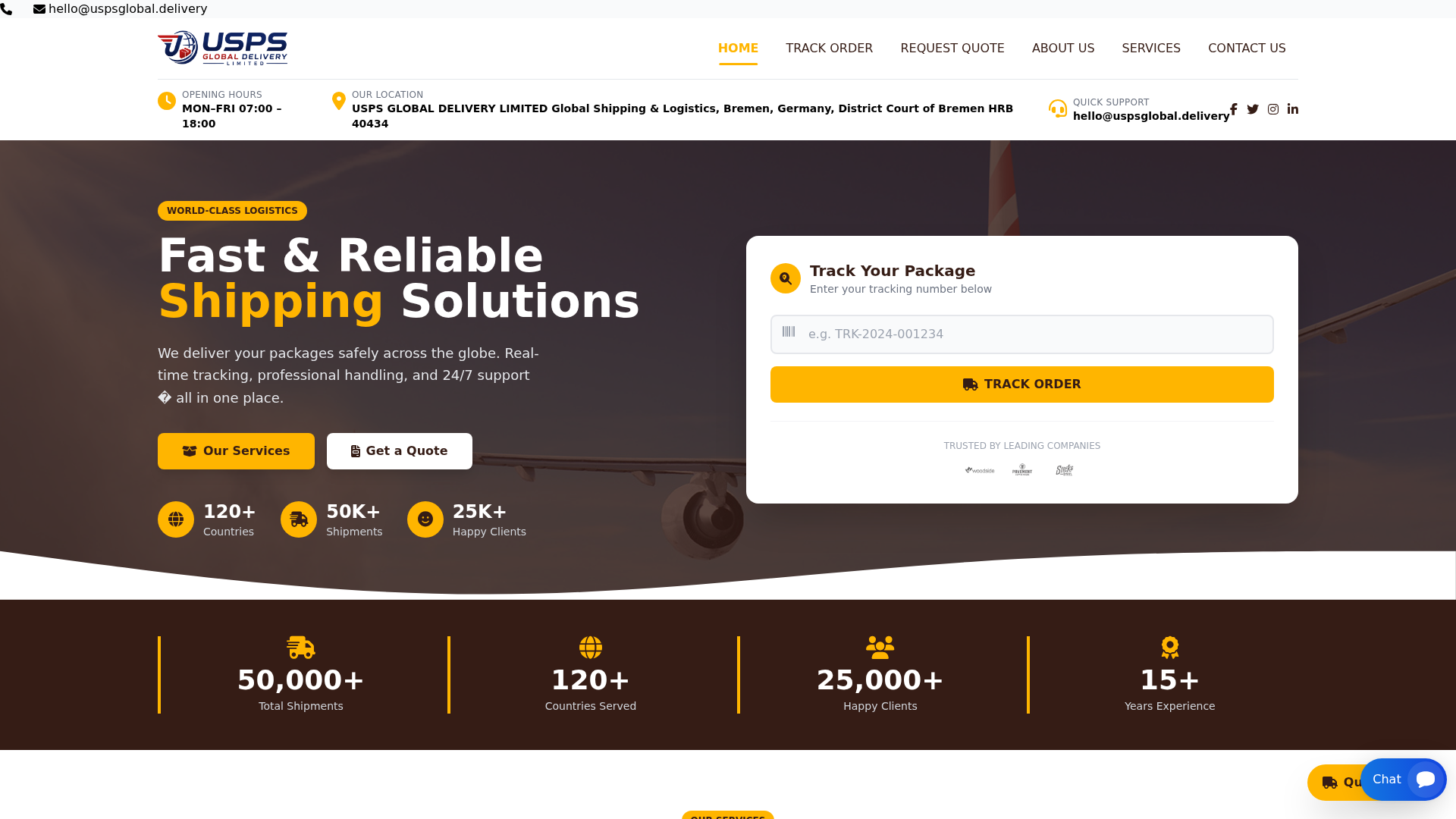 Screenshot of uspsglobal.delivery