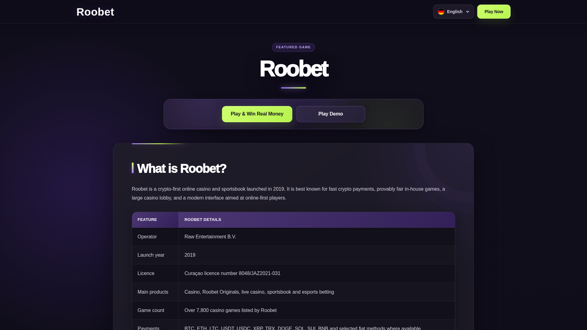 Screenshot of roobetonline.com.de