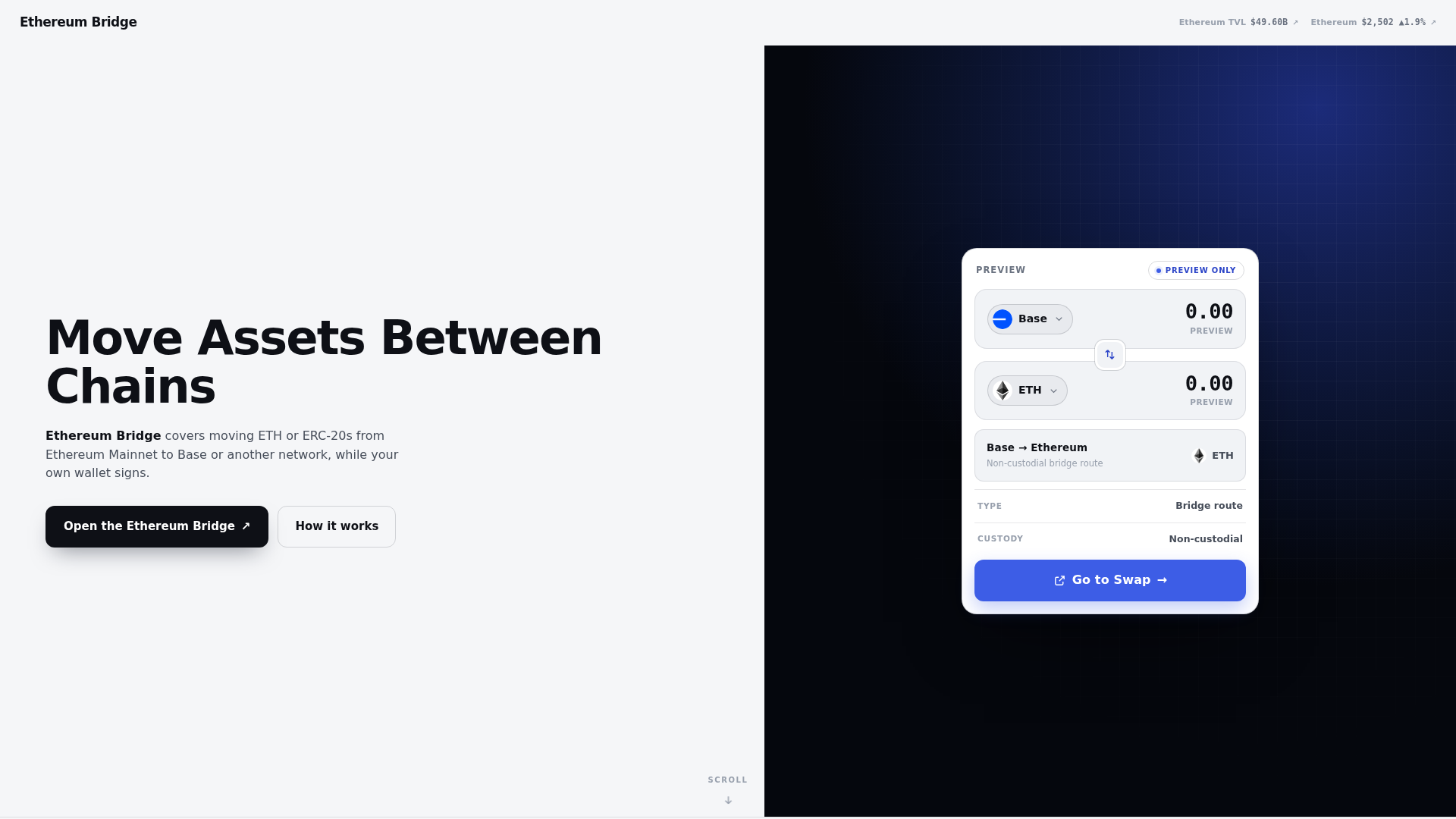 Screenshot of bridge-ethereum.github.io