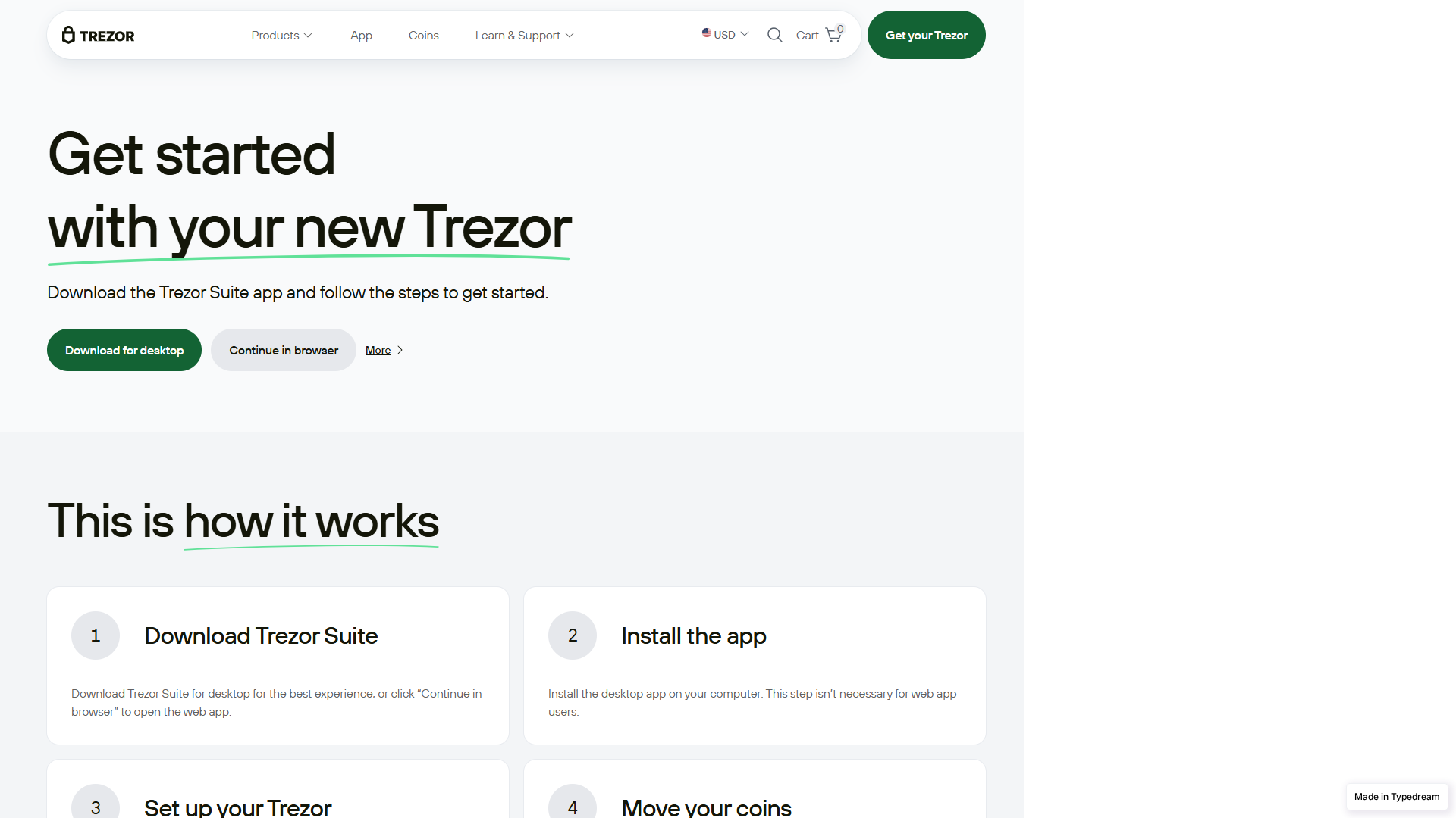 Screenshot of sso--login--trezor--io-cdn.typedream.app