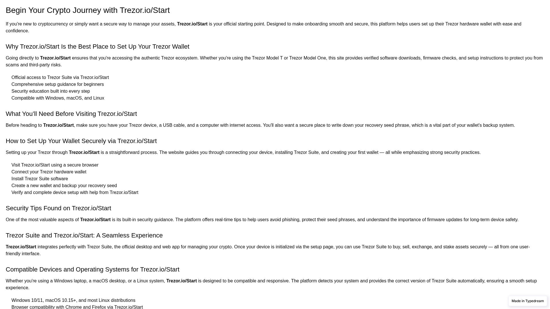 Screenshot of begin-new-trezrio-strt.typedream.app