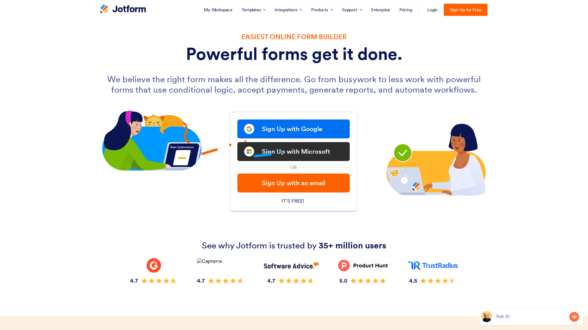 Screenshot of eu.jotform.com